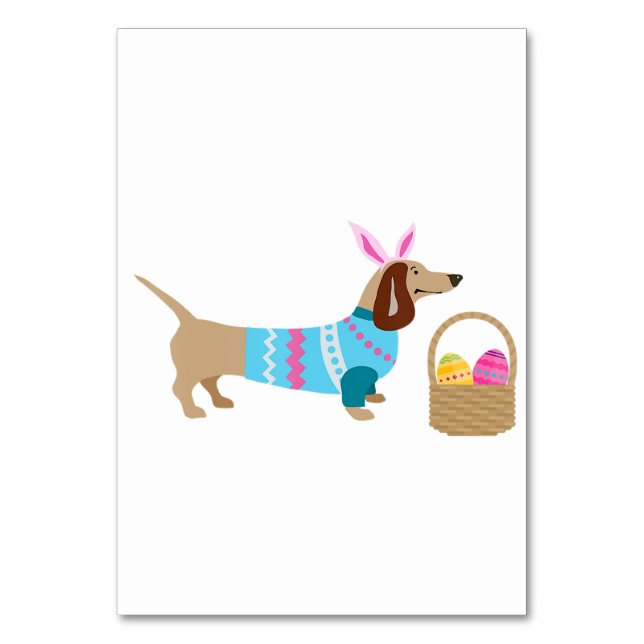 Wine Daschund Easter Doxie Table Number (Front)