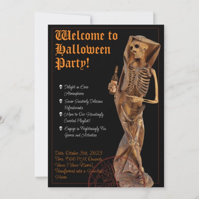 Wine & Death Halloween Inwitation Invitation (Front)