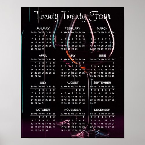 Wine Design 2024 Calendar Poster