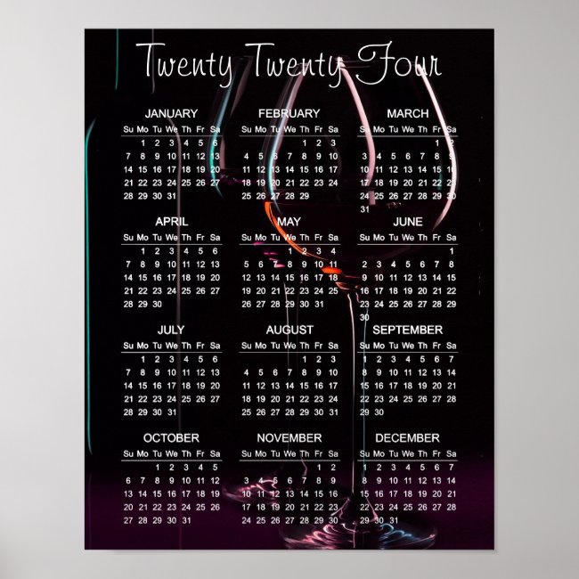 Wine Design 2024 Calendar Poster