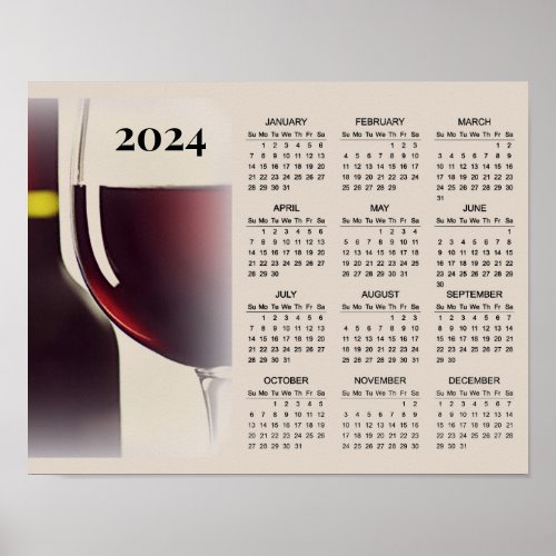 Wine Design 2024 Calendar Poster