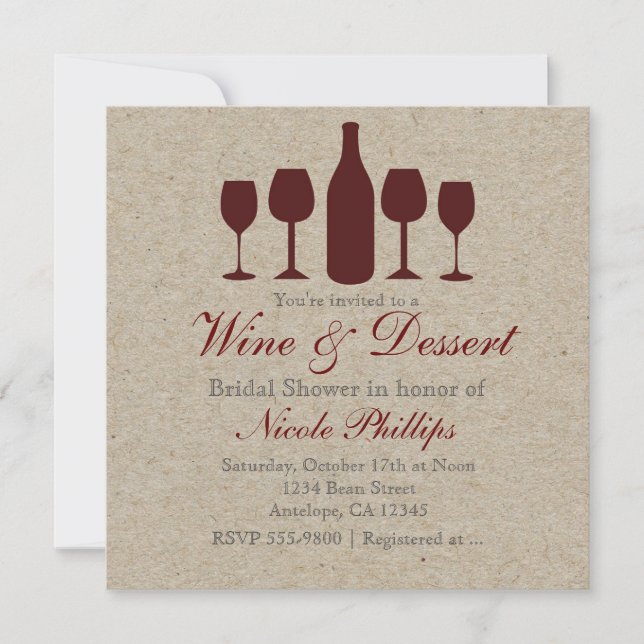 WINE & Dessert Rustic ANY EVENT Invitations (Front)