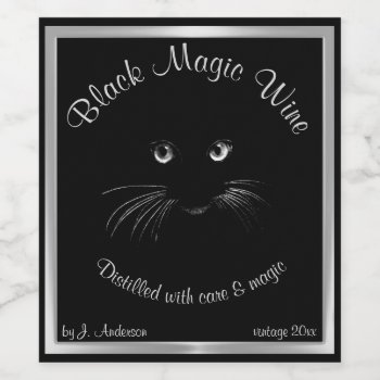 Wine Distilled With Black Magic Cat Wine Label by colorwash at Zazzle