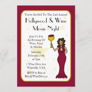 Wine Diva Custom Movie Night Invitations