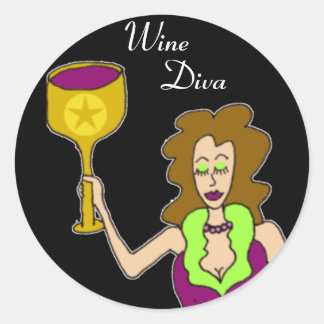 Wine Diva Dark Classic Round Sticker