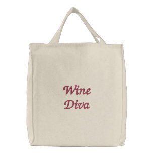 Wine Diva Embroidered Tote Bag