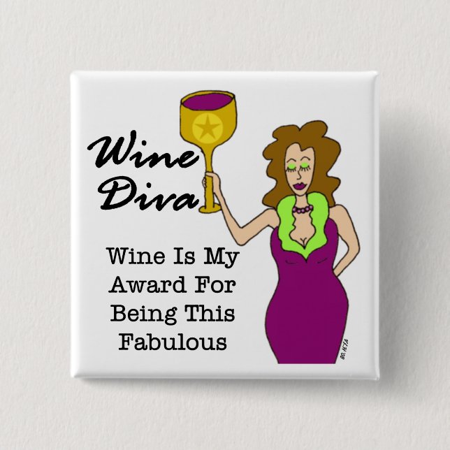 Wine Diva "Fabulous" Button (Front)