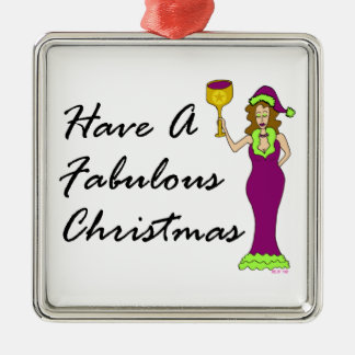 Wine Diva Fabulous Christmas Metal Ornament
