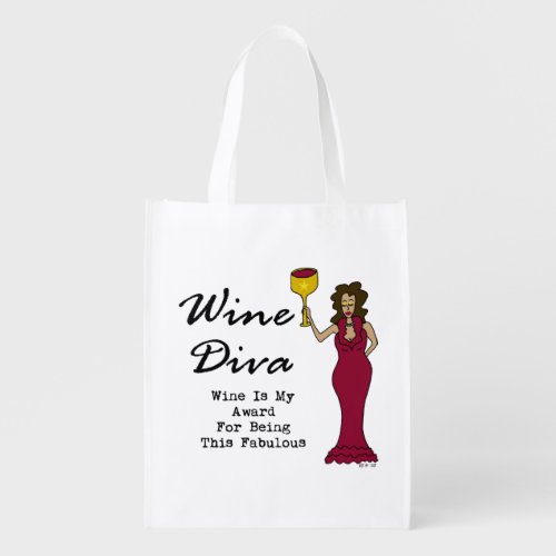 Wine Diva Wine Is My Award For Being Fabulous Grocery Bag