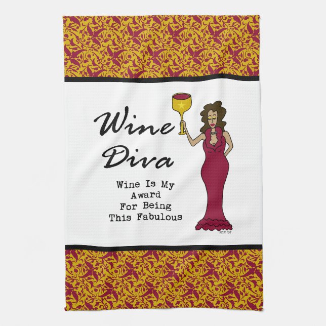 Wine Diva "Wine Is My Award For Being Fabulous" Towel (Vertical)