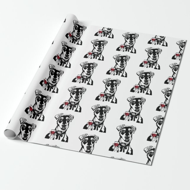 wine dog wrapping paper (Unrolled)
