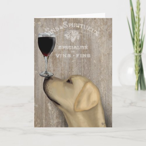 Wine Dog Yellow Labrador Card