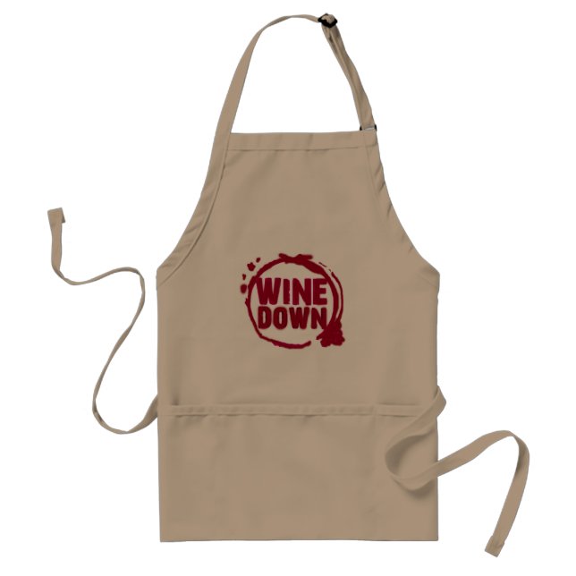 "WINE DOWN"....WINE STAIN DESIGN ADULT APRON (Front)