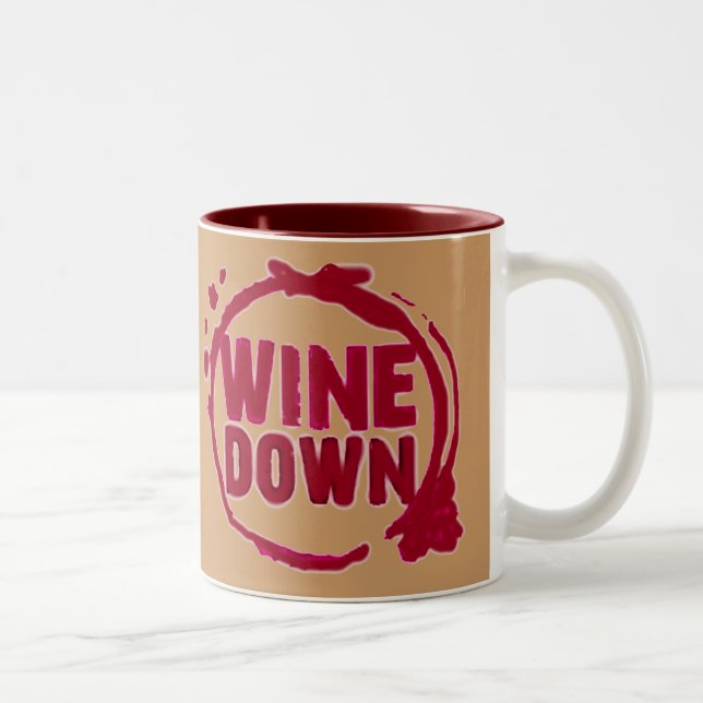 "WINE DOWN"....WINE STAIN DESIGN Two-Tone COFFEE MUG (Right)