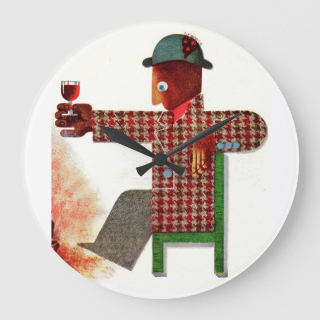 wine drinker AKA oenophile Large Clock (Front)