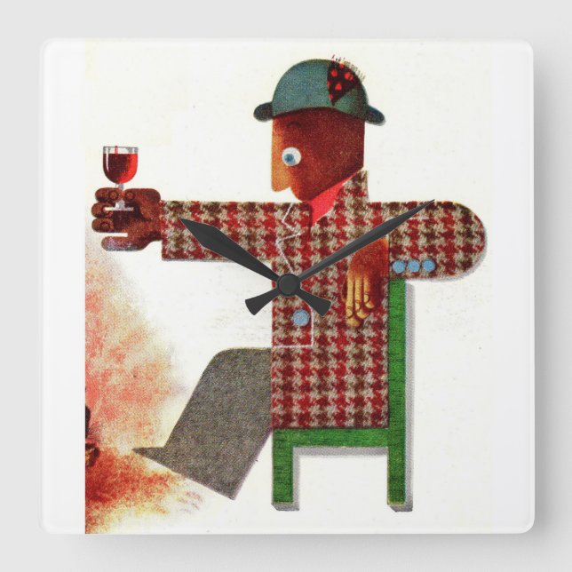 wine drinker AKA oenophile Square Wall Clock (Front)