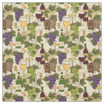 Wine Drinker Vineyard Grapes Vine Leaves Pattern Fabric