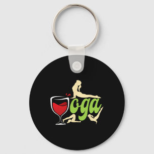 Wine Drinker Wine Yoga Yogis Funny Wine Yoga  Keychain