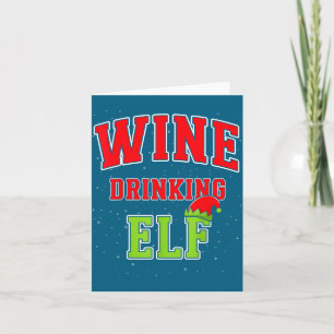 Wine Drinking Elf Christmas Family Matching Group Card