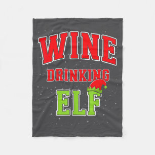 Wine Drinking Elf Christmas Family Matching Group  Fleece Blanket