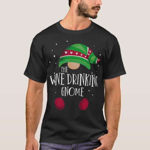 Wine Drinking Gnome Matching Christmas PJs Family  T_Shirt
