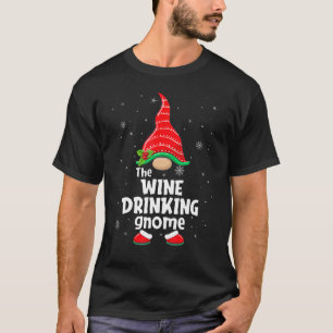 Wine Drinking Gnome Matching Family Group Christma T-Shirt