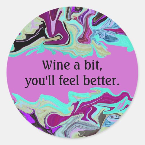 wine drinking humor classic round sticker