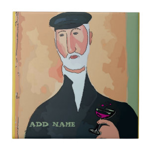 Wine Drinking Man Ceramic Tile