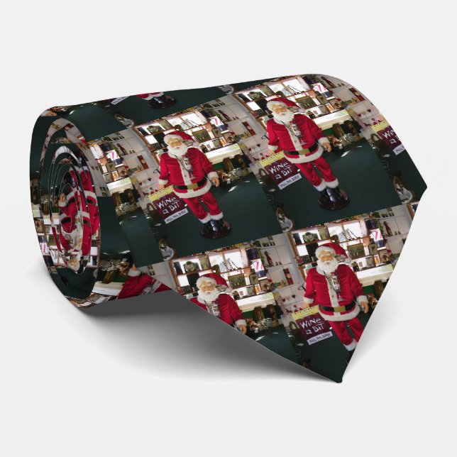 "WINE DRINKING SANTA" TIE (Rolled)