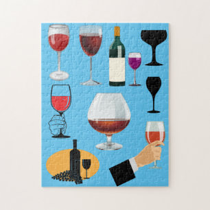 Wine Drinks Glasses Cocktails Alcohol Booze Art Jigsaw Puzzle