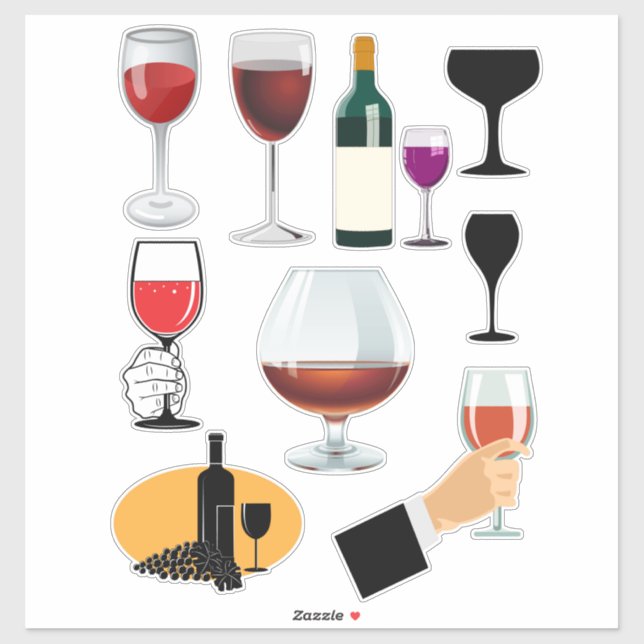 Wine Drinks Glasses Cocktails Alcohol Booze Art Sticker (Sheet)