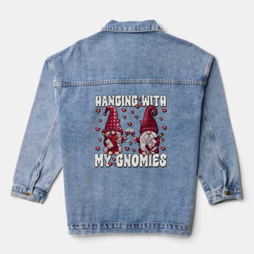 Wine Drunk Gnome Couple Loves Hanging With My Gnom Denim Jacket