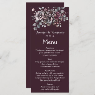 Wine, Dusty Purple, Dark Teal Wedding   Menu