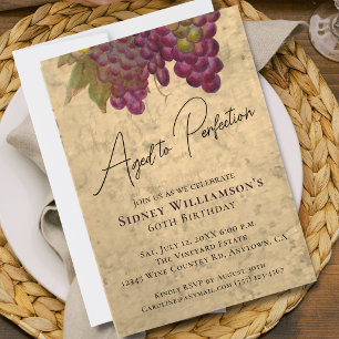 Wine Elegant 60th Birthday Aged to Perfection Invitation