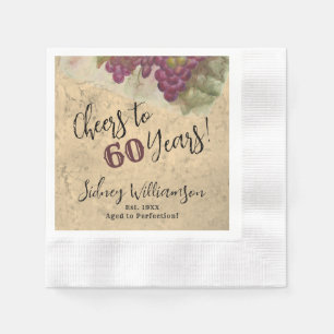 Wine Elegant 60th Birthday   Cheers to 60 Years Napkins