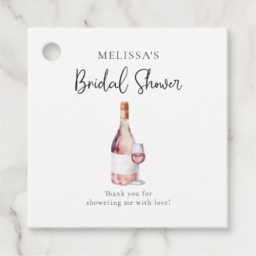 Wine Elegant Watercolor Blush Pink Bridal Shower Favor Tags