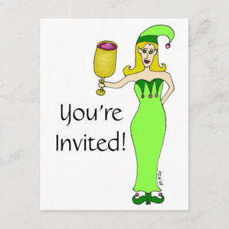 Wine Elf "Drink & Be Merry" Invitation