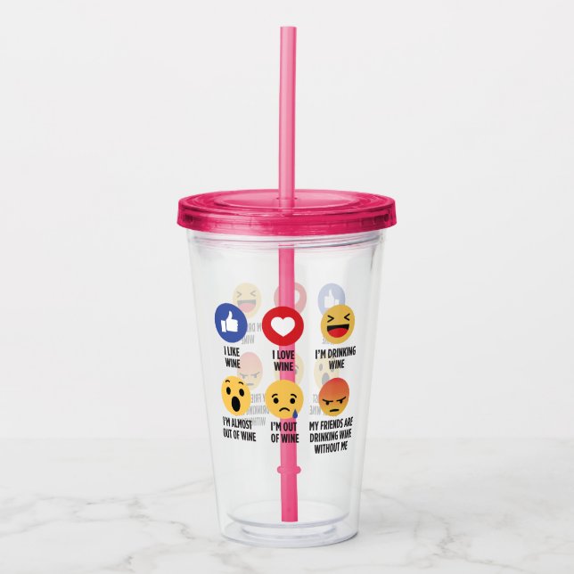 Wine Emojis Acrylic Tumbler (Front)