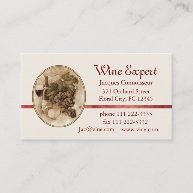 Wine Expert Business Card (Front)