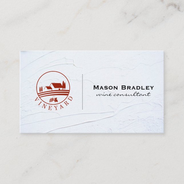 Wine Expert | Glass and Bottle | Vineyard Business Card (Front)