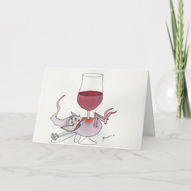 Wine fairy holiday card - stem horizontal text (Front)
