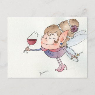 Wine fairy postcard