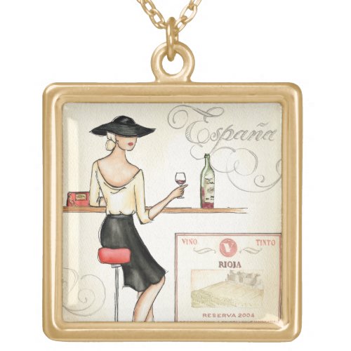 Wine Fashionista Gold Plated Necklace