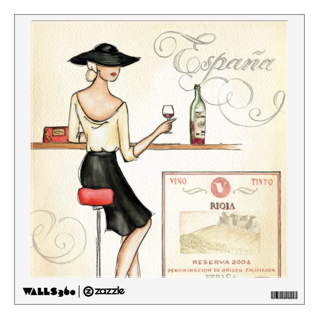 Wine Fashionista Wall Sticker (Front)