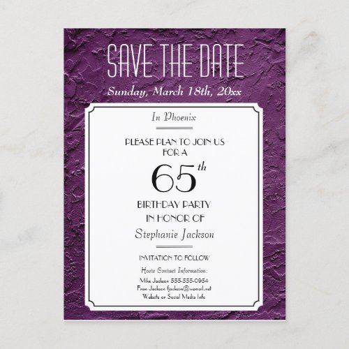 Wine Faux Textured Party or Reunion Save the Date Announcement Postcard