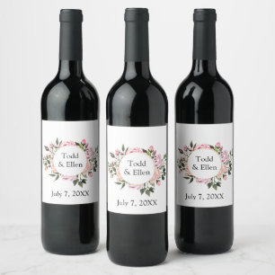 Wine Favor Personalized Flowers Stamp Label