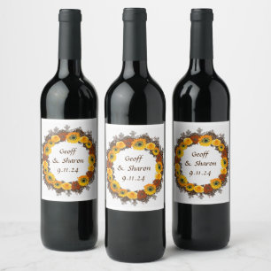 Wine Favor Personalized Flowers Stamp Label