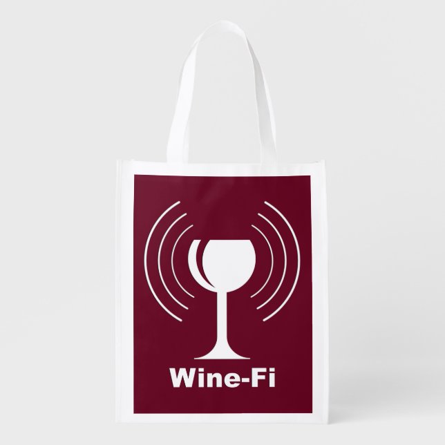 Wine-Fi Humor Grocery Bag (Front)