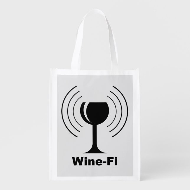 Wine-Fi Humor Reusable Grocery Bag (Front)
