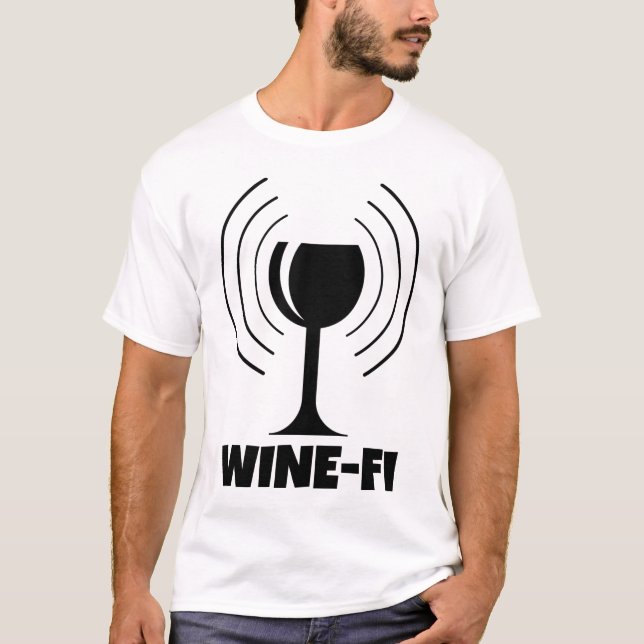 Wine-Fi Humor WiFi Waves T-Shirt (Front)